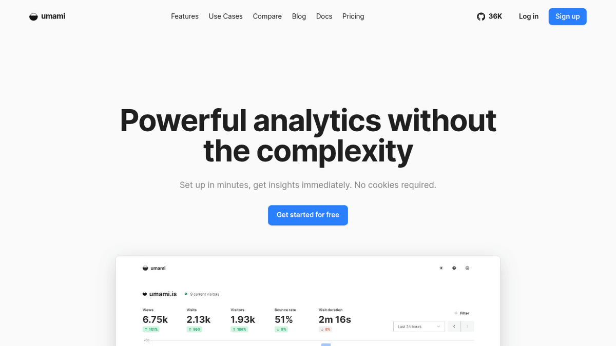 Screenshot of https://umami.is/